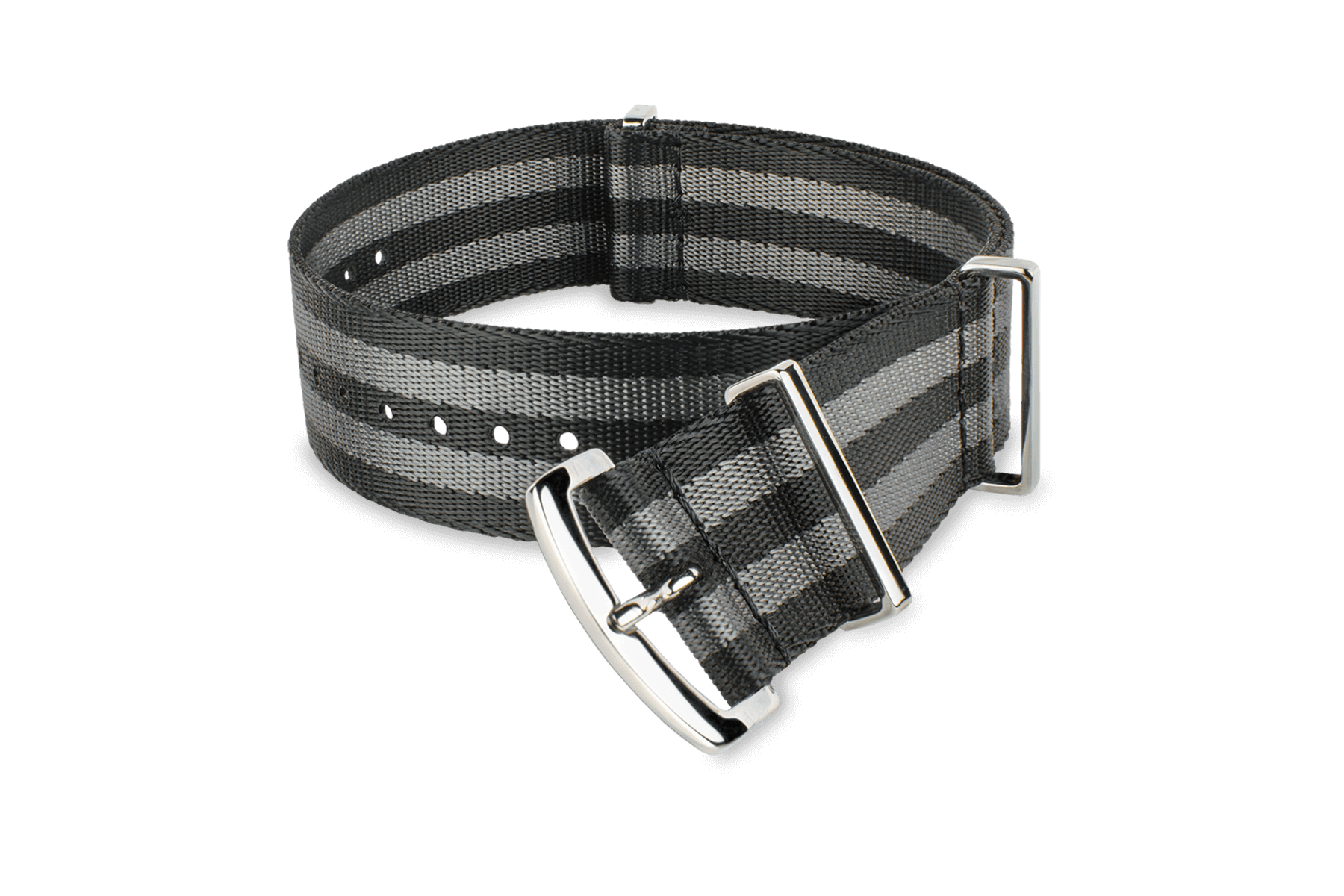 Black & Gray Striped NATO-Style Nylon Watch Strap | MORA Watch Straps